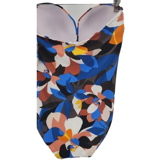 Calvin Klein Stained Glass Bandeau Multicolor Abstract One-piece Swimsuit Size 4 - Picture 4 of 4